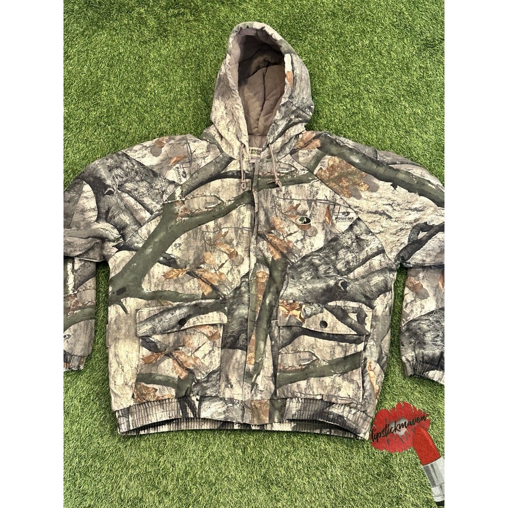 Russell Outdoors Jacket Mens Large Mossy Oak Camo Hooded Hunting Gear‎ Gorpcore